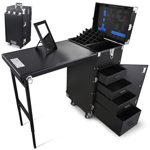 Black Rolling Manicure Table with 4 Drawers O75887