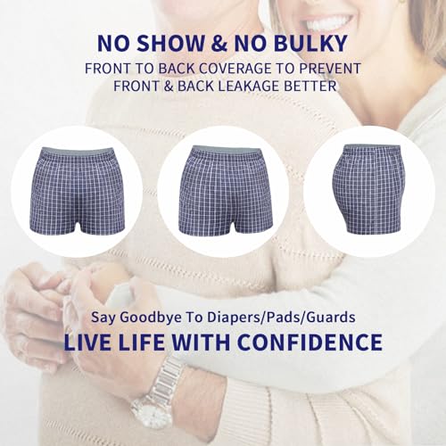 2 Pack Reusable Leak Proof Boxer Briefs with Front Fly, L P19654