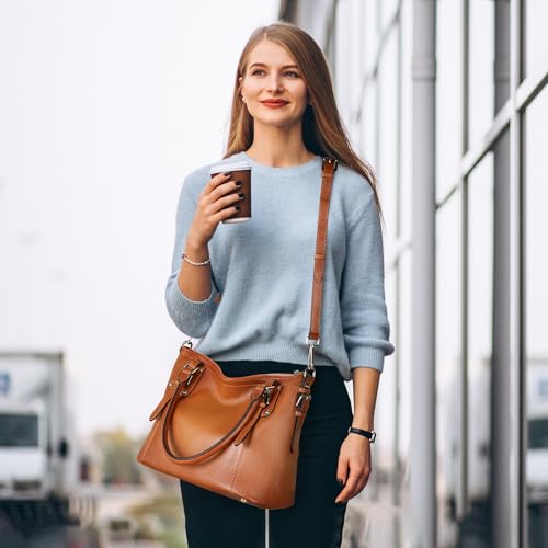 Genuine Leather Tote Shoulder Bag Satchel Purse Top Handle Hobo Crossbody Purse G6456