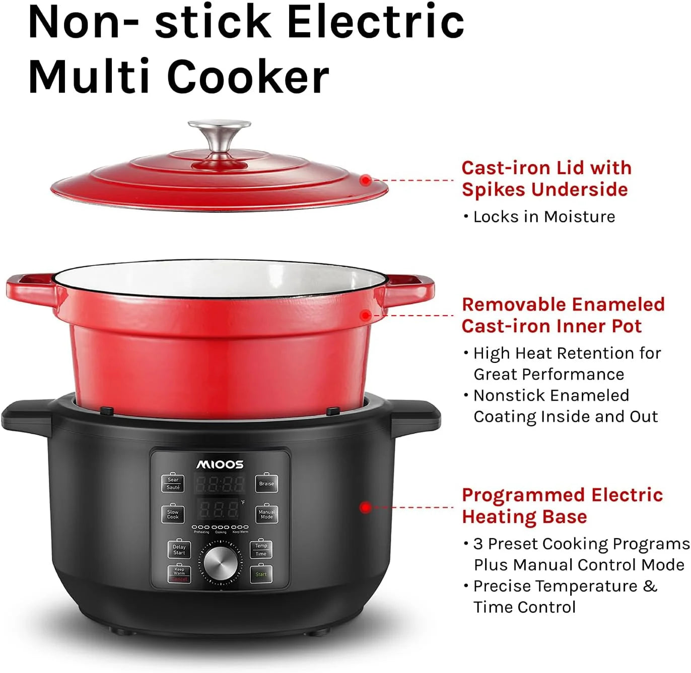 Red Enameled Cast Iron Dutch Oven 6 Qt Q61312