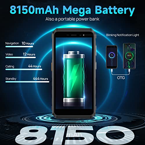 Rugged Smartphone 8150mAh 8GB+32GB 16MP Camera 5.45" HD+ IP68/IP69K Waterproof 4G Dual SIM Unlocked O347