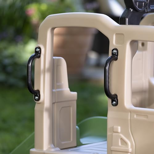 Safari Truck Climber Playset with Slide, Climbing Wall, Steering Wheel, and Binoculars, Brown B237763