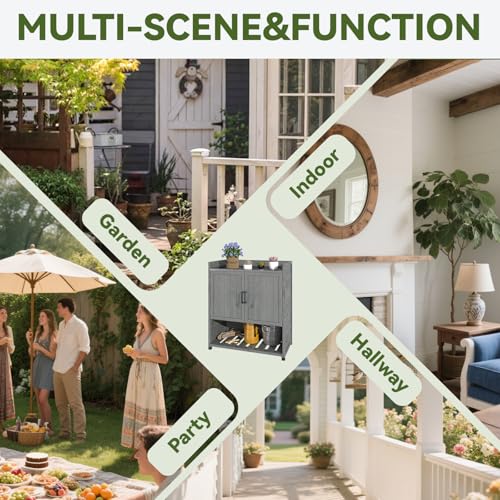 Grey Outdoor Storage Cabinet with Potting Bench Table E37935