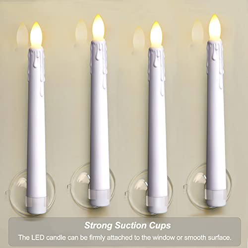 6PCS Flameless Taper Candles with Remote, 8 Inch Battery Operated LED Window Candle Lights (Ivory) J429034