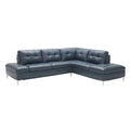 Blue Italian Leather Sectional Sofa Z479