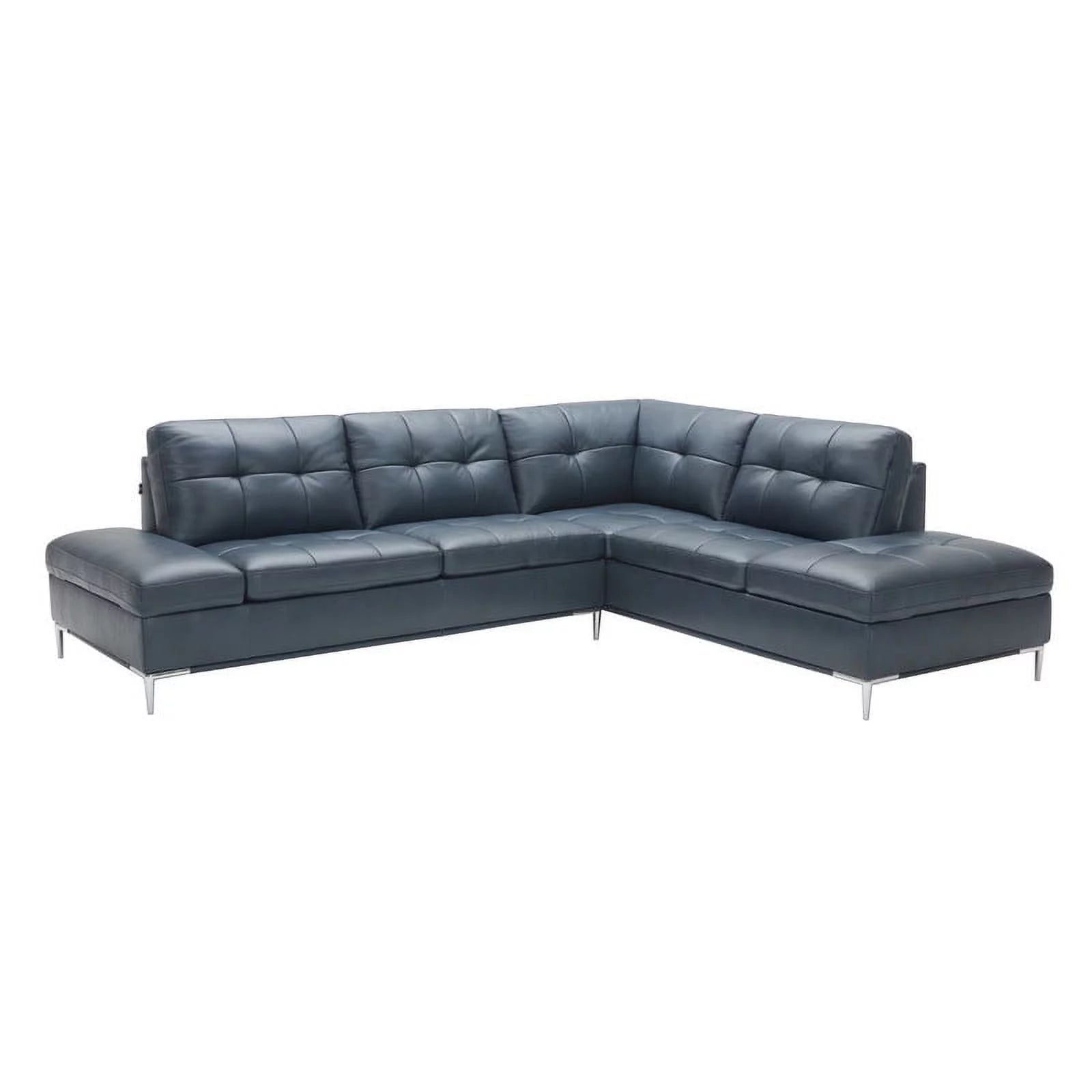 Blue Italian Leather Sectional Sofa Z479