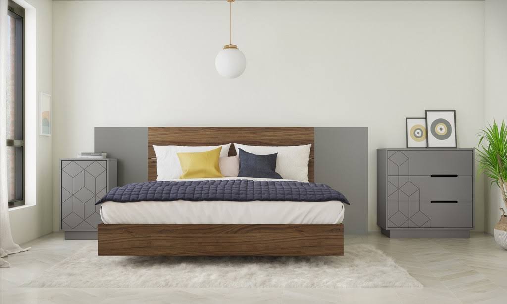 5 Piece Queen Size Bedroom Set in Walnut and Greige A660366