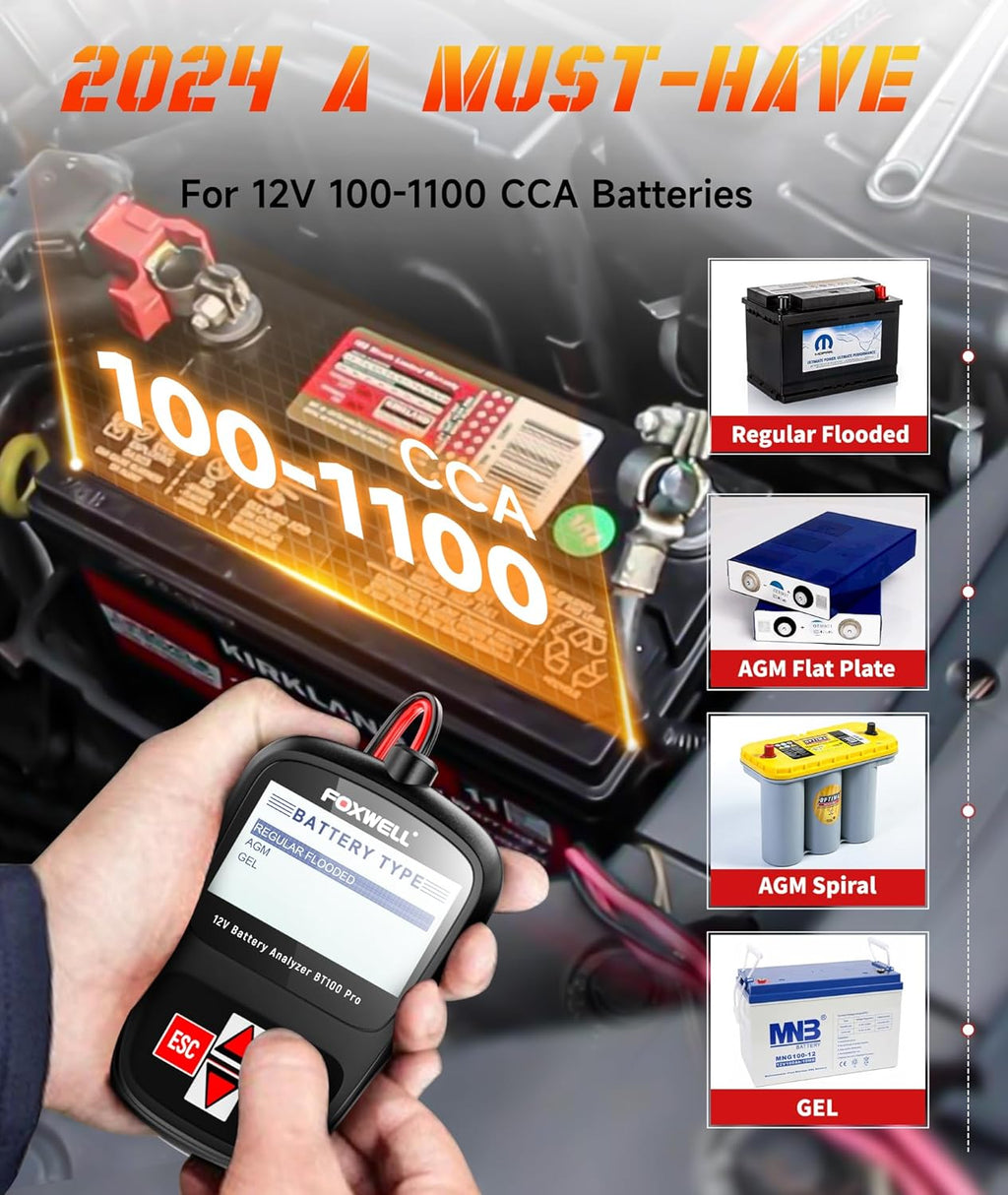 OBD2 Scanner with ABS Auto Bleed ABS SRS/Airbag Car Diagnostic Tool, 12V Car Battery Tester A171
