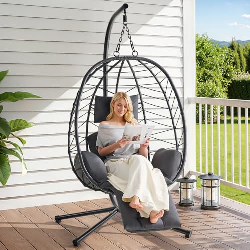 Hanging Egg Chair with Cushion and Stand U61780