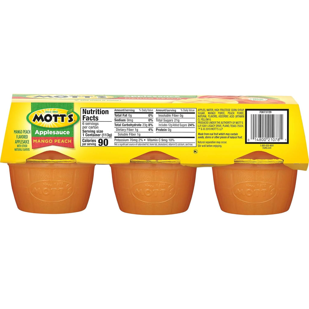 Mango Peach Applesauce 6/4oz Cups (Pack of 6) E816440