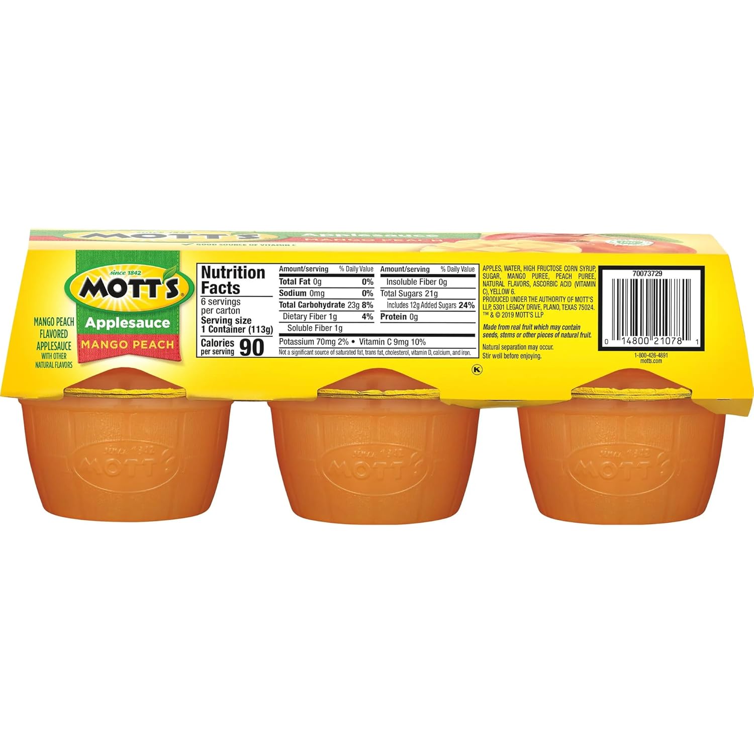 Mango Peach Applesauce 6/4oz Cups (Pack of 6) E816440