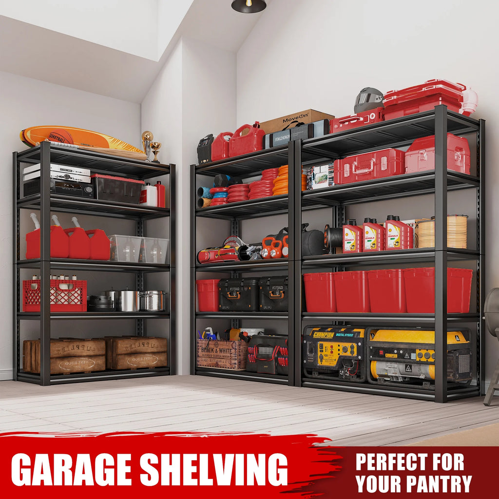 72"H 5-Shelf Heavy Duty Metal Storage Shelving Unit Black L659550
