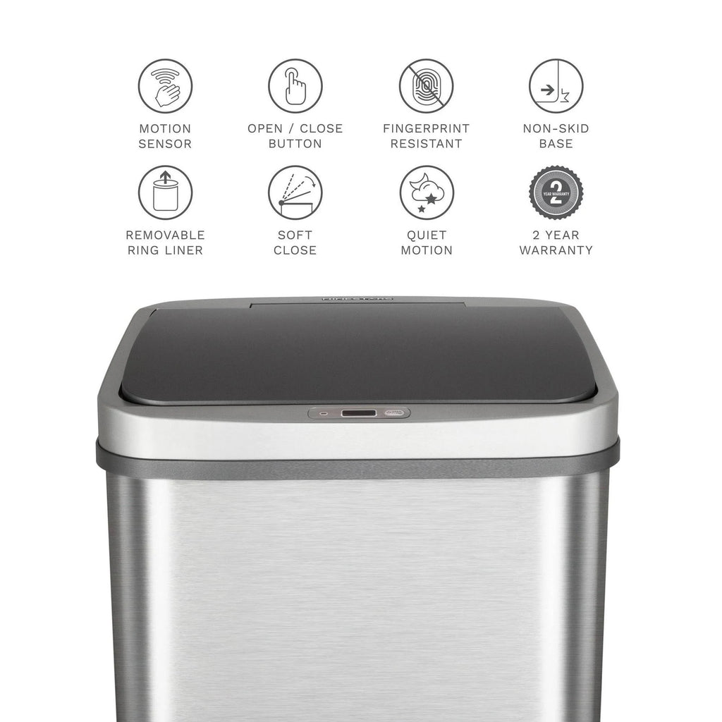 13.2 Gallon Stainless Steel Motion Sensor Trash Can O979