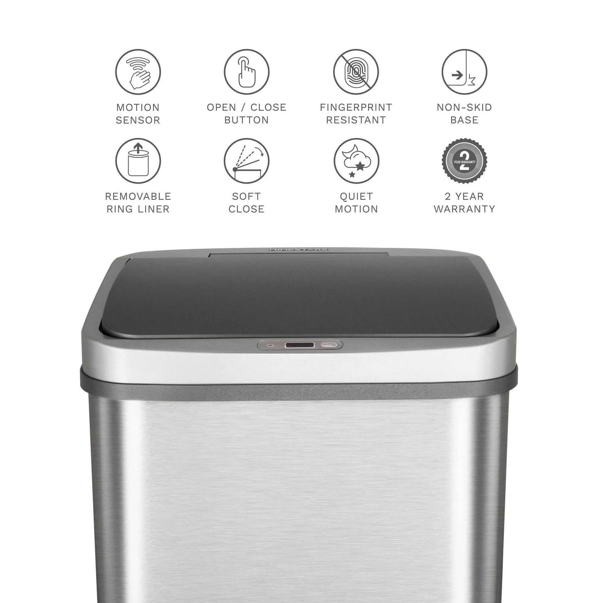 13.2 Gallon Stainless Steel Motion Sensor Trash Can O979