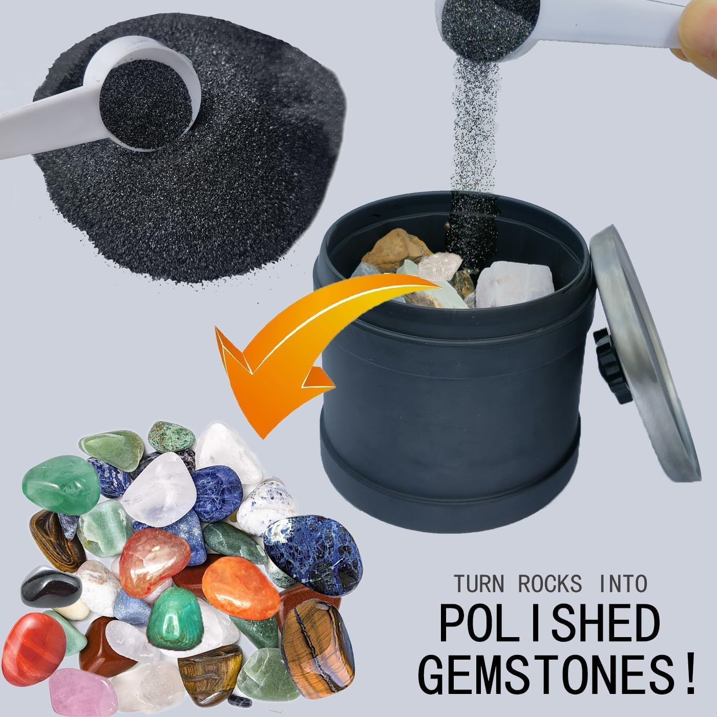 6 Lbs Rock Tumbler Grit Refill Kit with Poly Plastic Pellets B9564