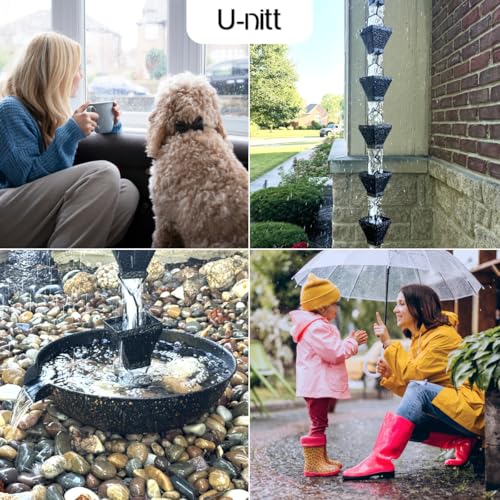 8.5 FT Metal Black Rain Chain with Square Cups V801