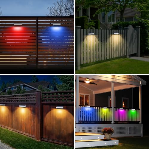 8 Pack Solar Wall Lights Outdoor 60 Lumen Waterproof Warm&Cool White RGB T178500