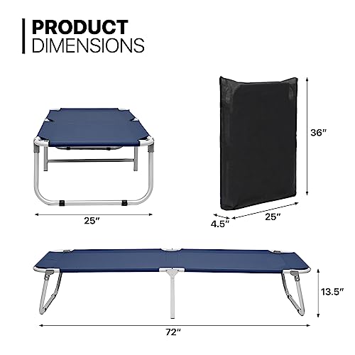 Navy Blue Folding Camping Cot with Storage Bag P5760