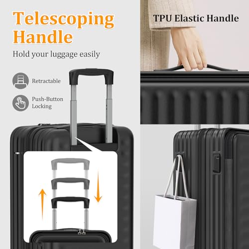 Orange 4 Piece PC Hardside Expandable Luggage Set with Spinner Wheels and TSA Lock O8699