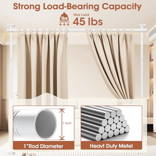 Black Heavy Duty Tension Rod Room Divider Curtain Rod, Adjustable 4-10ft(H) 28-70inch(W) B47818