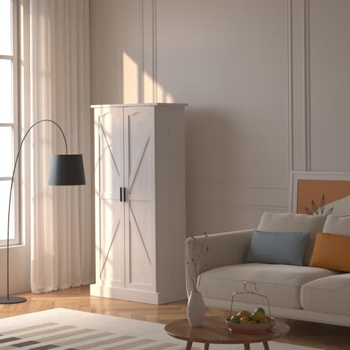 Grey 50" LED Kitchen Pantry Cabinet with Doors and Adjustable Shelves Q79979