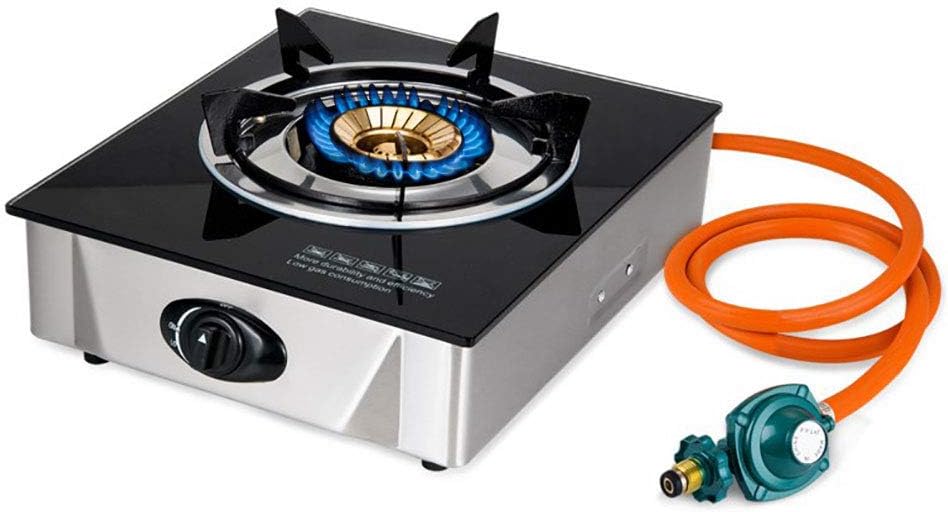 Single Propane Gas Burner Stove with Auto Ignition Tempered Glass Top F170