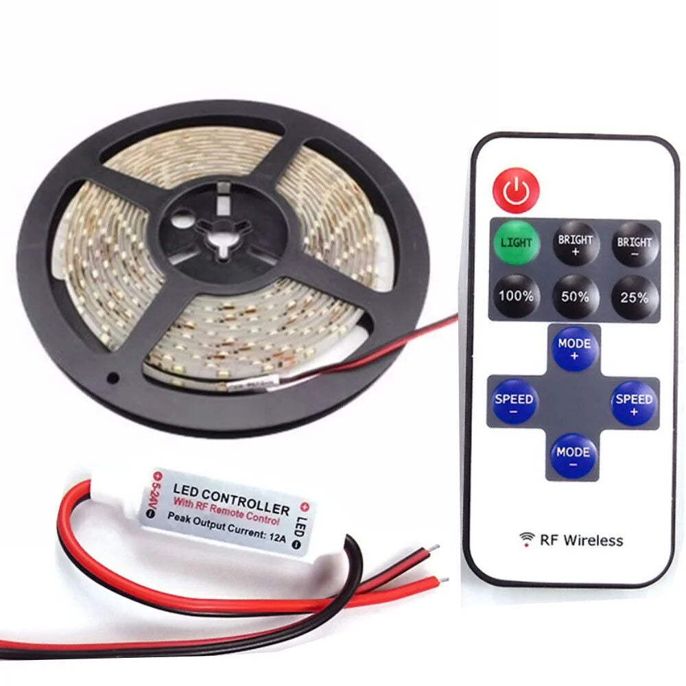 Blue 16.4ft LED Strip Lights with RF Remote 5050 6000K Q3663