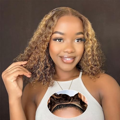 Deep Wave Curly Bob Lace Front Wig Human Hair 4x4 Lace Closure 180% Density 12in J3660
