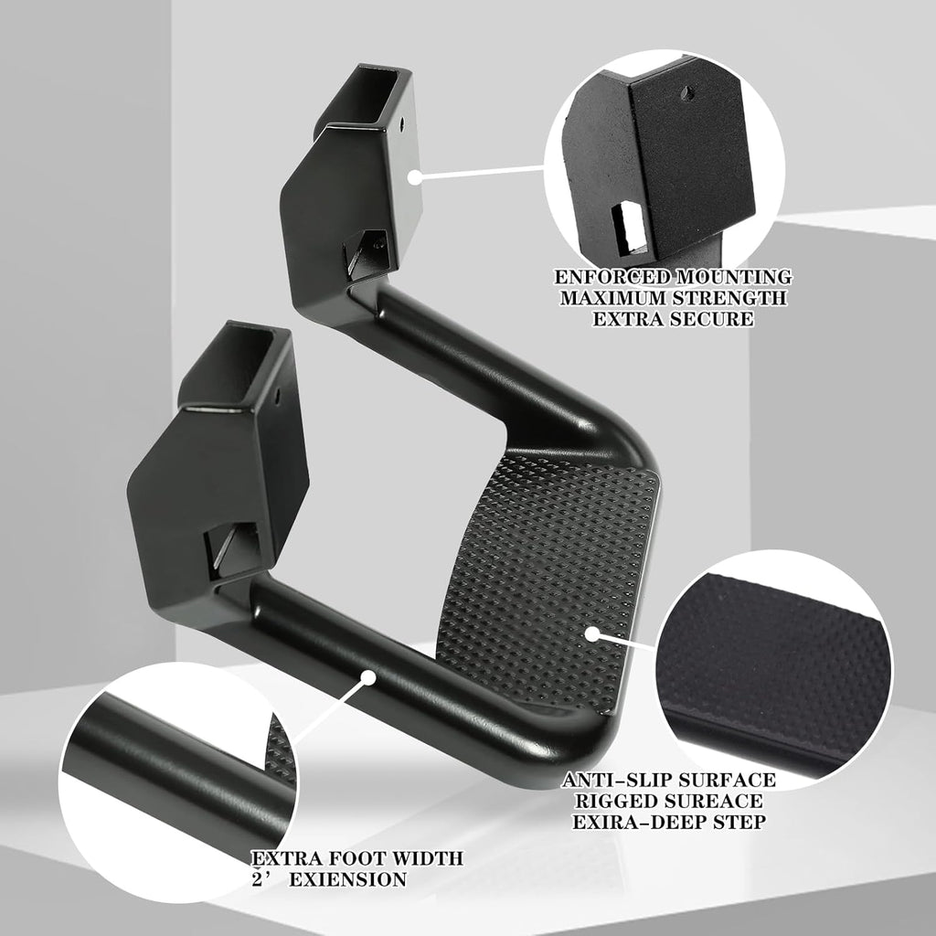 Black Powder Coated Truck Side Step Set - 2 Pieces (1 Pair) with Mounting Brackets E969715