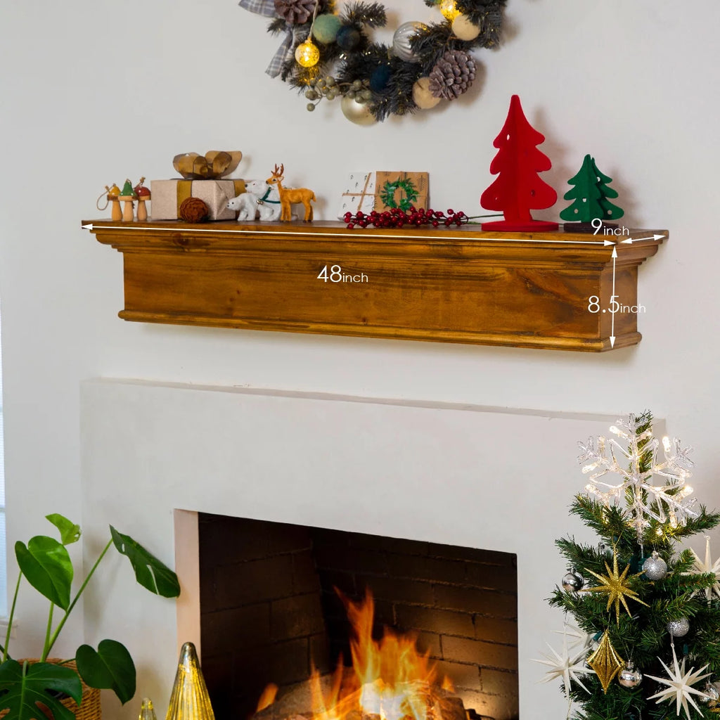 48" Rustic Ash Wood Mantel Shelf L15404