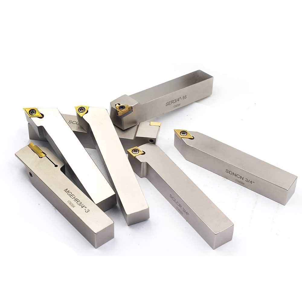 7 Pieces/Set Indexable Lathe Turning Tool Holder with Tin Coated Carbide Inserts Z118389