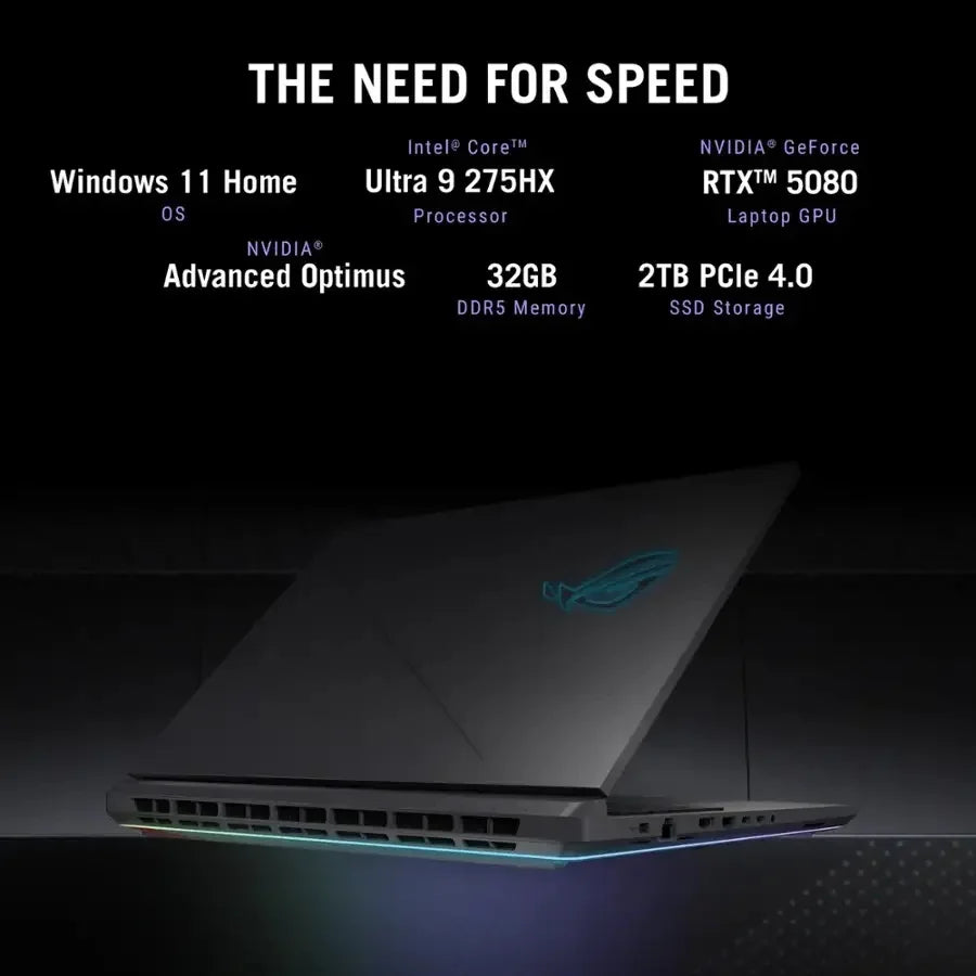 18" 2.5K 240Hz Gaming Laptop Intel Core Ultra 9 HX 32GB RAM NVIDIA GeForce RTX 5080 2TB SSD Eclipse Grey Y921875