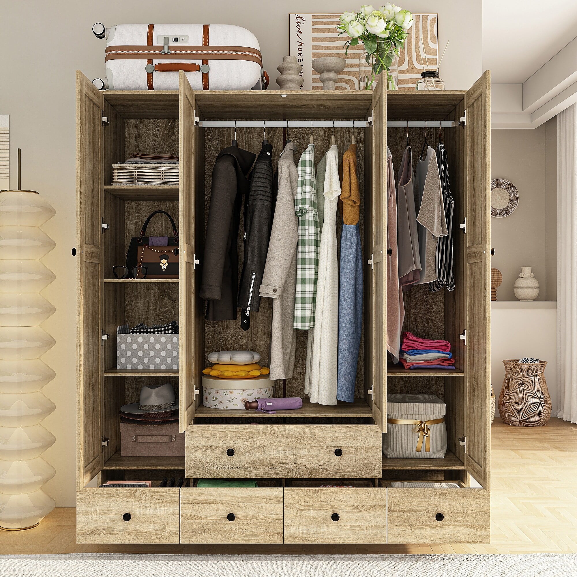 White Freestanding Wardrobe Cabinet A539344