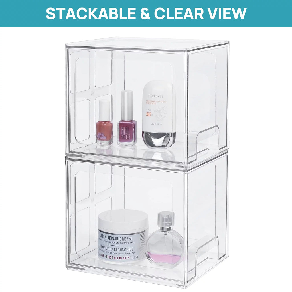 Clear Plastic Stackable Storage Drawers 4 Pack H178