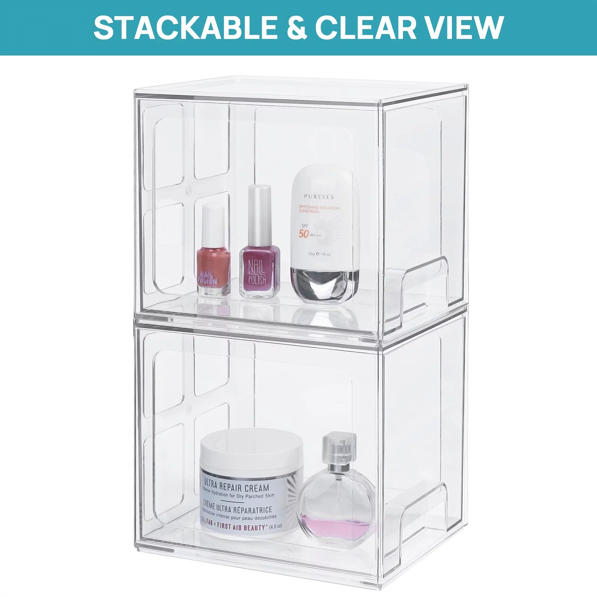 Clear Plastic Stackable Storage Drawers 4 Pack H178