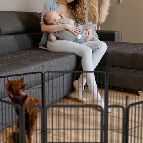 Heavy Duty Metal Dog Play Pen with Gate, 32" Height 8 Panels X5420