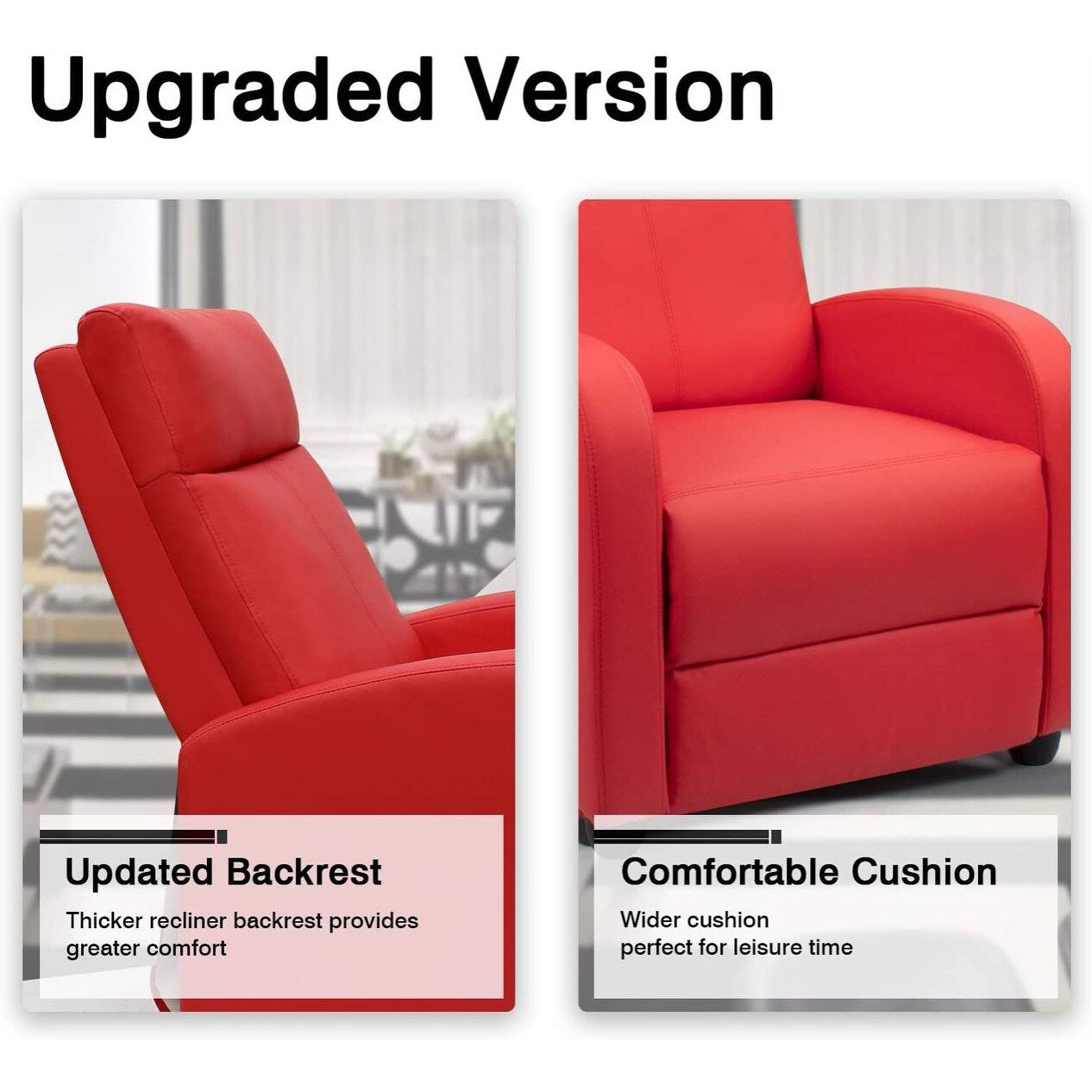 Red PU Leather Single Recliner Sofa E906524