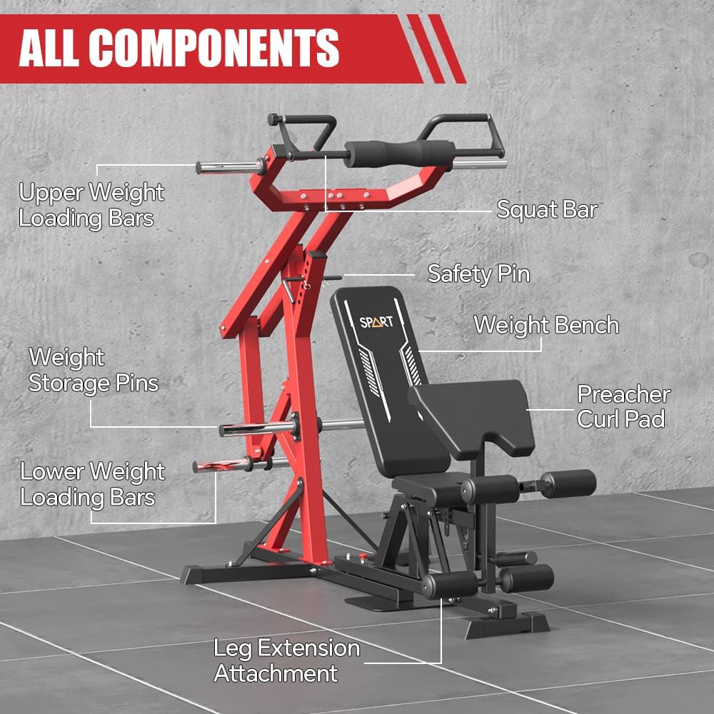 Red Multifunctional Strength Training Station with Multi Bench Press P339172