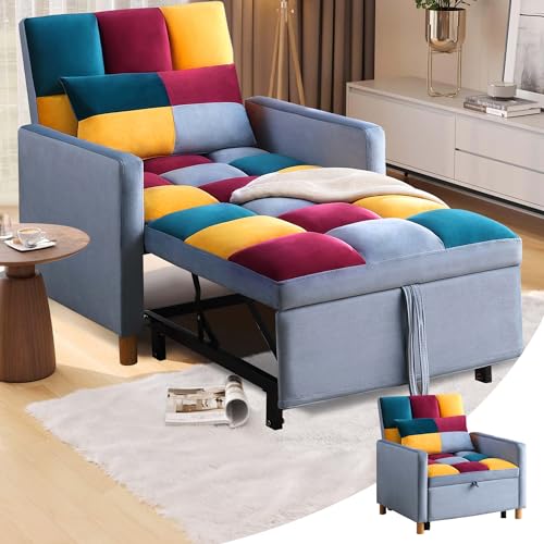 Grey 3 in 1 Convertible Folding Sofa Chair with Pillow Z28699