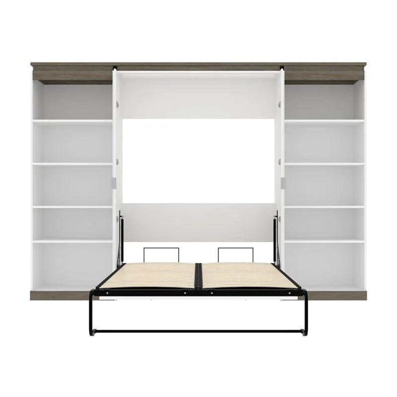 White Full Murphy Bed with 2 Bookcases W43316