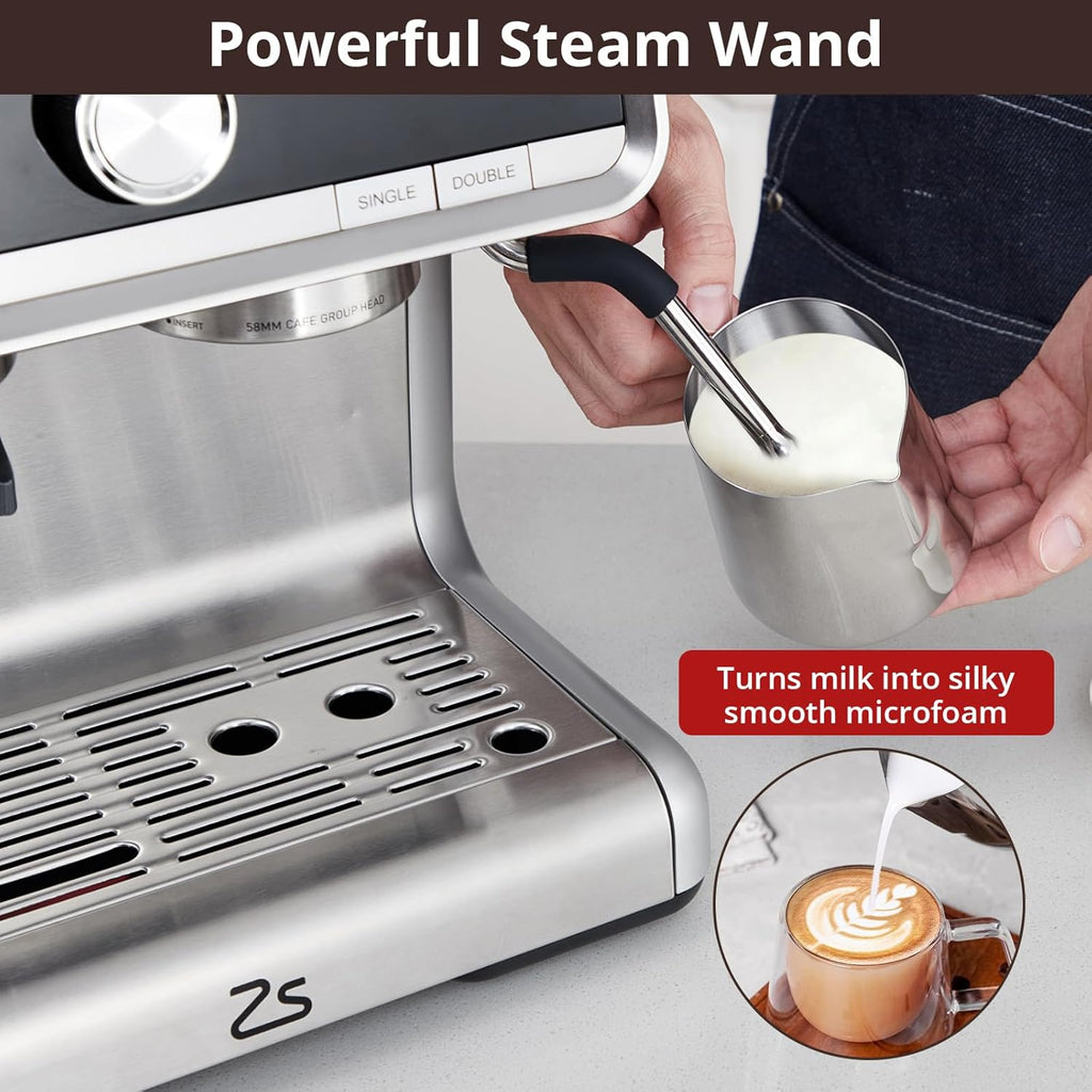 Stainless Steel Espresso Machine 20 Bar Pressure with Milk Frother 2.8l Water Tank G3302