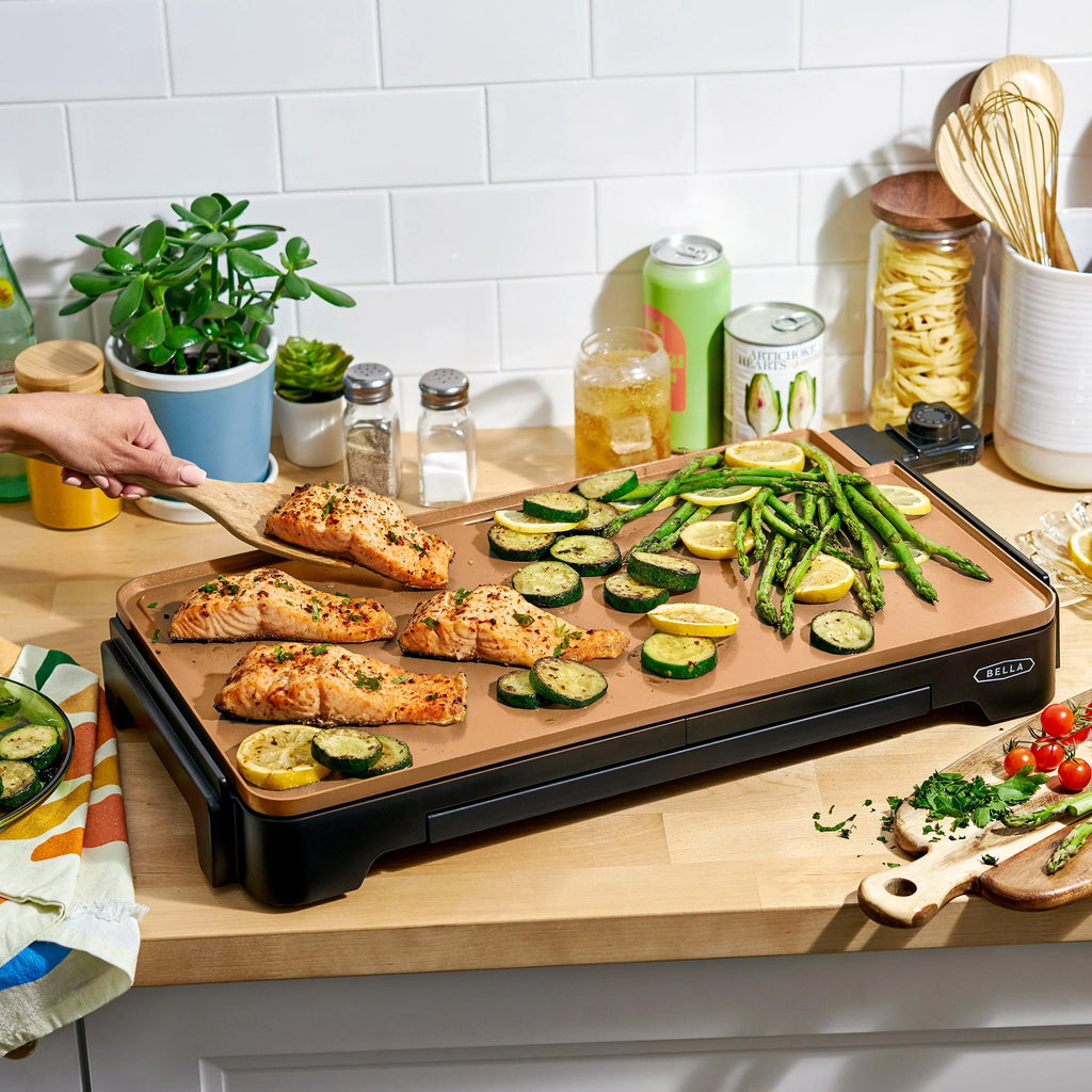 Extra Large Ceramic Griddle with Warming Tray F5523