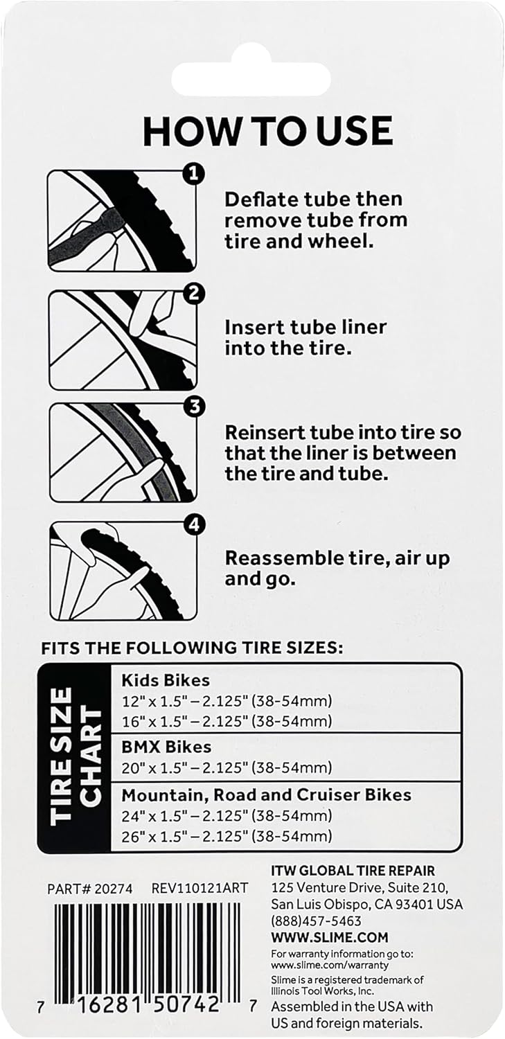 Bike Tube Protectors and Puncture Repair Sealant Bundle for 12-26 x 1.5′′-2.125′′ Tires and 8oz Sealant Bottle Q76121