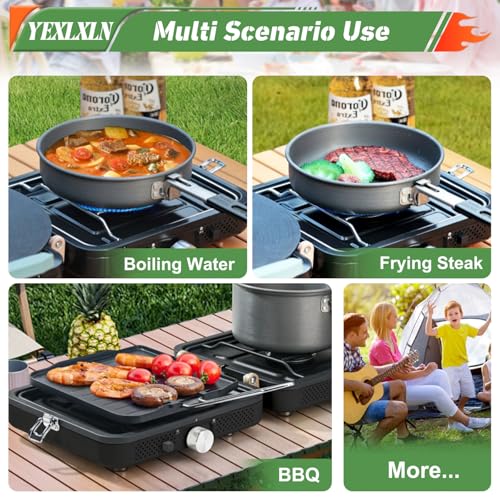 2-Burner Foldable Propane Camp Stove with Griddle and Carrying Bag L7176