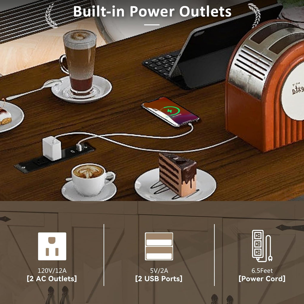 White Kitchen Island with Power Outlet and Drop Leaf Q981383