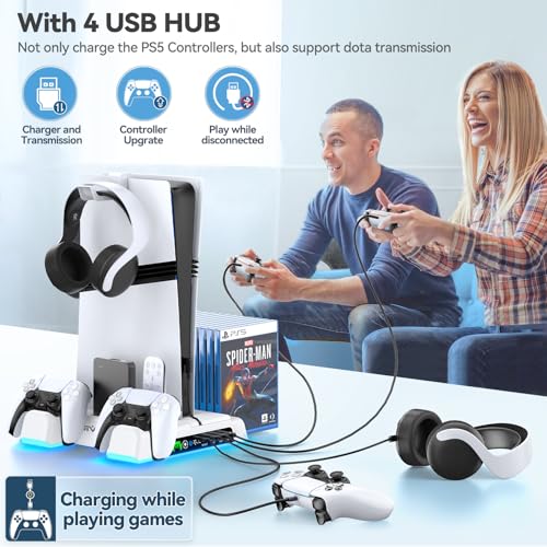 PS5 Stand and Cooling Station with LED Controller Charging Station C56847