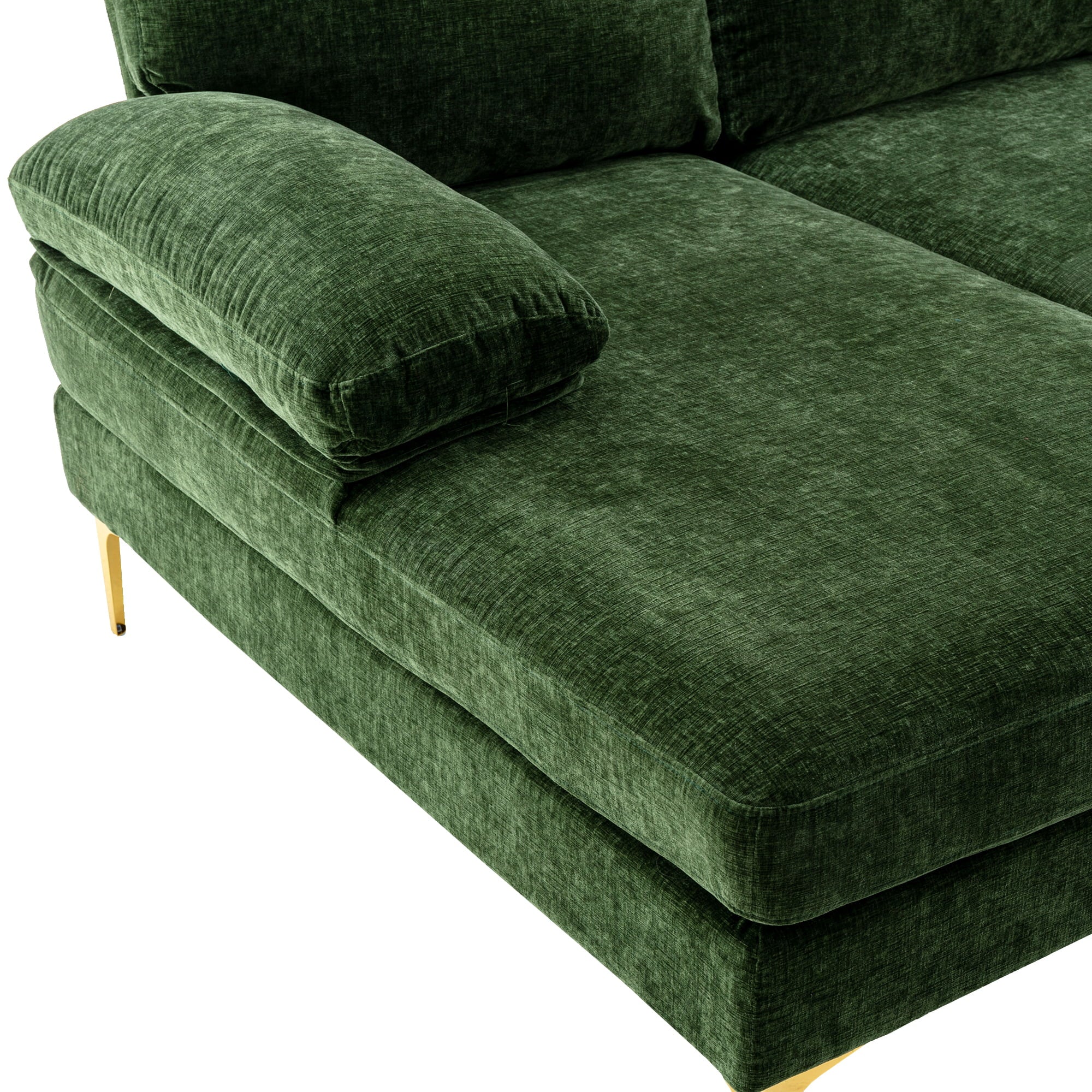 Velvet Sectional Sofa with Golden Metal Legs Y773