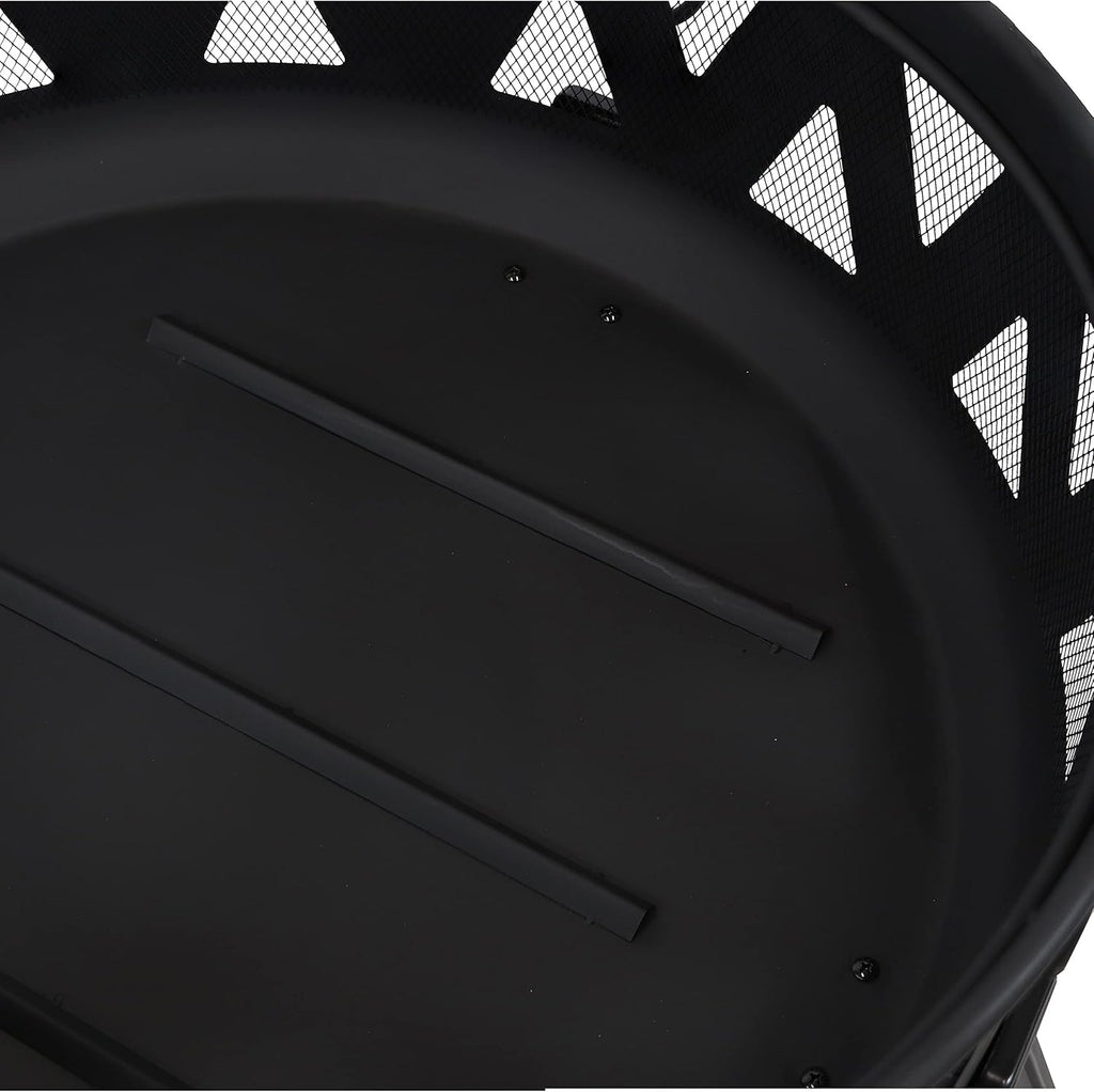 25-Inch Steel Wood-Burning Fire Pit with Poker and Spark Screen S116731