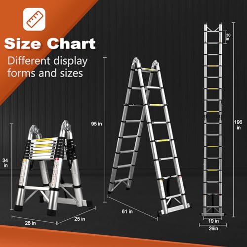 15.5 Ft Telescoping Aluminum Ladder with Non-Slip Feet Z208