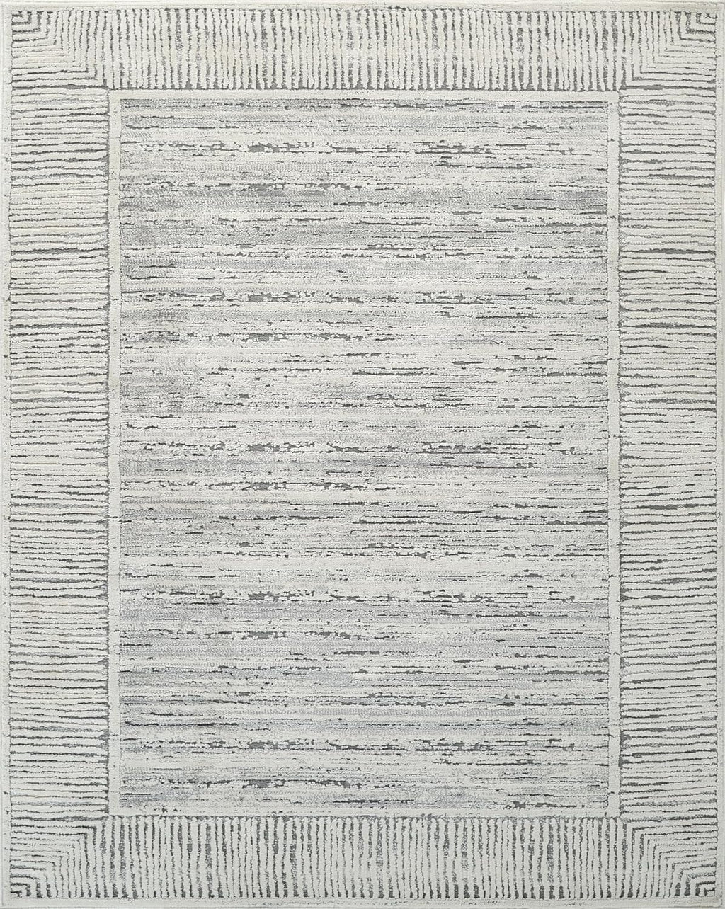 Grey & Ivory Striped Stain Resistant 8x10 Area Rug S8252